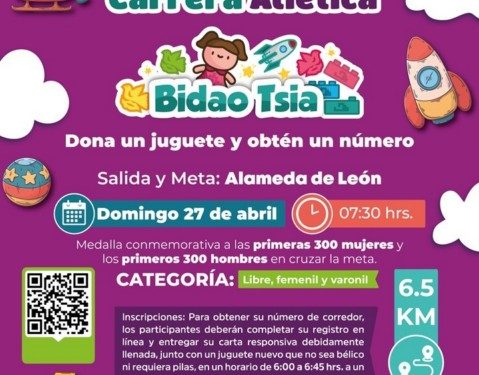 Invita DIF Oaxaca a la carrera atlética de la campaña Bidao Tsia, un juguete, una ilusión
