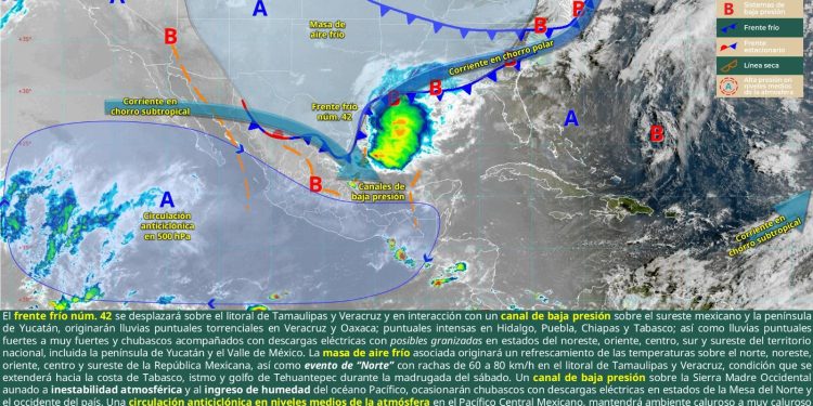 Traerá frente frío número 42 incremento de lluvias y tormentas en diferentes puntos del estado