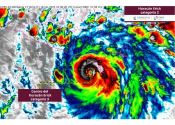 Alcanza huracán “Erick” categoría 3 y se prevé impacto la madrugada del jueves