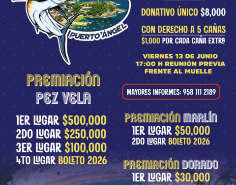 Fijan nuevas fechas para Segundo Torneo de Pesca Deportiva en Puerto Ángel 2025