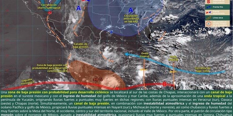 Prevén condiciones de inestabilidad climática por zona de baja presión en Oaxaca