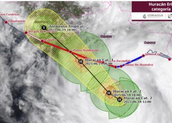 Huracán Erick se intensifica a categoría 2 frente a las costas de Oaxaca
