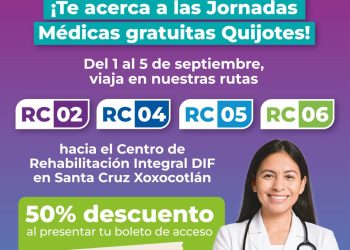 Brinda BinniBus Oaxaca 50% de descuento a personas usuarias de las Jornadas Médicas Gratuitas “Quijotes”