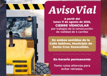 Anuncia SIC cierre vehicular en la calle Sabinos de Xoxocotlán por obra vial