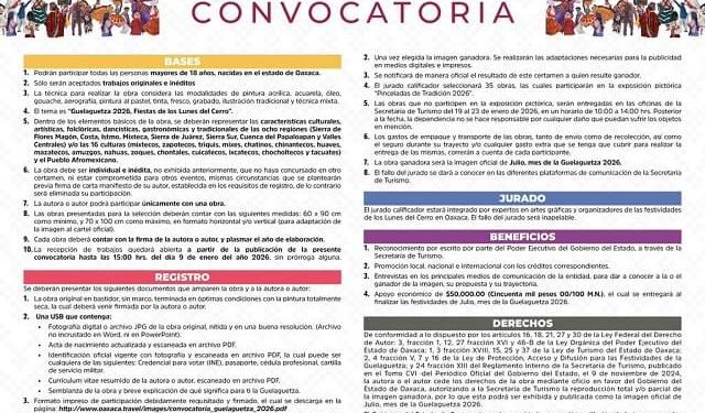 Emite Gobierno de Oaxaca convocatoria para elegir la imagen oficial de la Guelaguetza 2026
