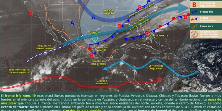 Se prevé condiciones de tiempo adverso por frente frío número 19 en Oaxaca